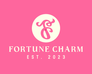 Pink Fancy Letter F logo design