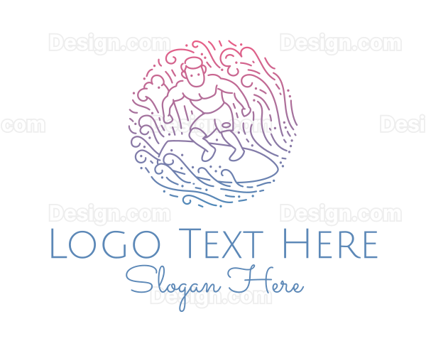 Wave Surfer Man Logo