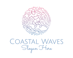 Wave Surfer Man  logo design