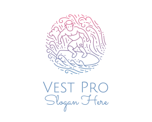 Wave Surfer Man  logo design