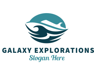 Ocean Cruise Ship Waves logo design