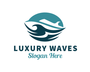 Ocean Cruise Ship Waves logo design