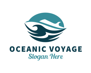 Ocean Cruise Ship Waves logo design