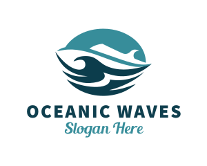 Ocean Cruise Ship Waves logo design