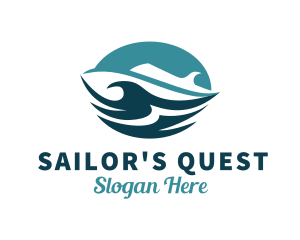 Ocean Cruise Ship Waves logo design