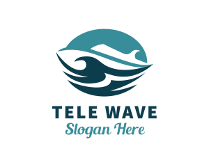 Ocean Cruise Ship Waves logo design