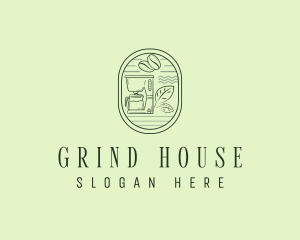 Organic Coffee Bean Grinder  logo design