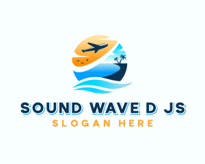 Airplane Travel Beach Wave logo design