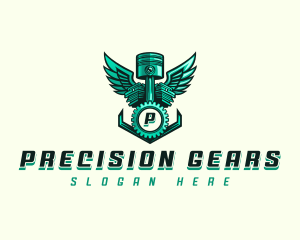 Piston Gear Wing logo design