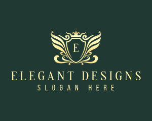  Luxury Crown Wings logo design