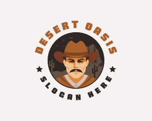 Western Cowboy Moustache logo design