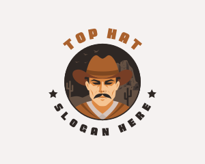 Western Cowboy Moustache logo design