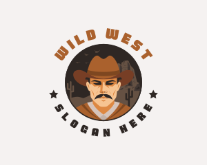 Western Cowboy Moustache logo design