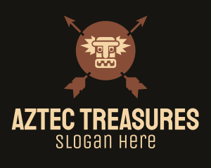 Brown Aztec Hunter Badge logo design