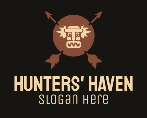 Brown Aztec Hunter Badge logo design