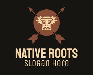 Brown Aztec Hunter Badge logo design