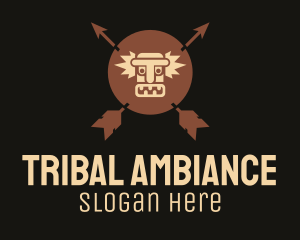 Brown Aztec Hunter Badge logo design