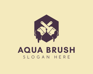 Brush Paint Hexagon logo design