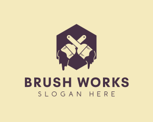 Brush Paint Hexagon logo design