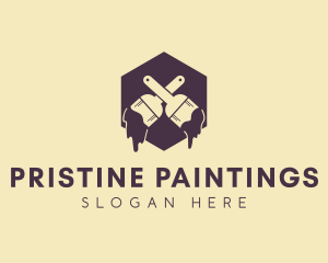 Brush Paint Hexagon logo design