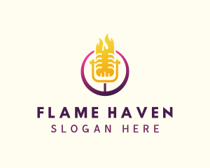 Flaming Mic Radio logo design