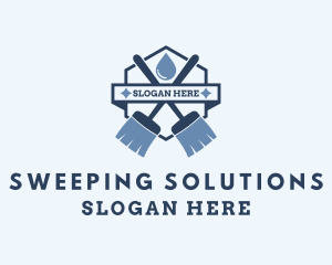 Sweeping Cleaning Droplet logo design