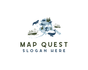 Alaska Tourist Map logo design