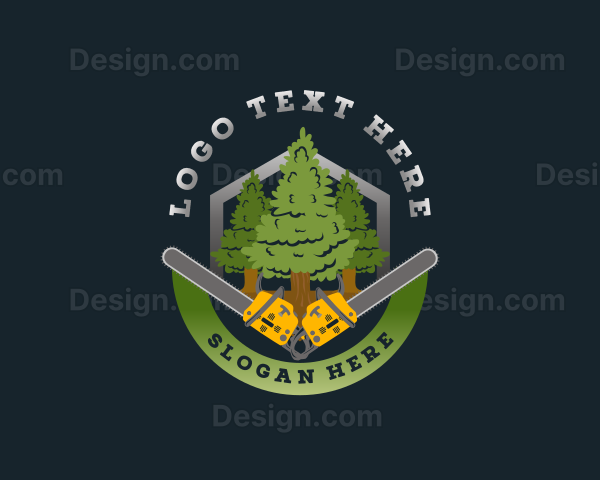 Tree Forest Chainsaw Logo