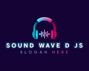 Headphone Soundwave Music logo design