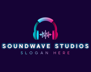 Headphone Soundwave Music logo design