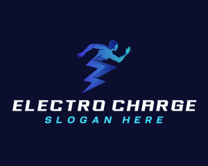 Human Runner Lightning logo design