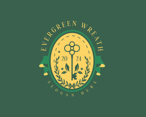 Garden Key Wreath logo design