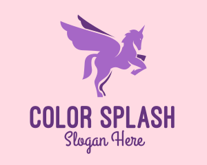 Purple Flying Unicorn logo design