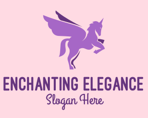 Purple Flying Unicorn logo design