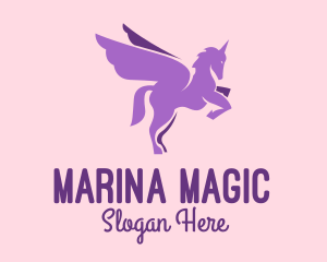 Purple Flying Unicorn logo design