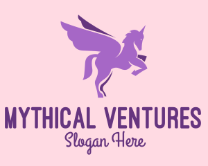 Purple Flying Unicorn logo design