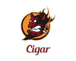Smoking Devil Halloween  logo design