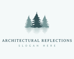 Green Pine Tree Reflection logo design