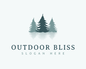 Green Pine Tree Reflection logo design