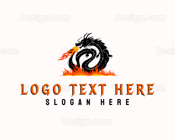 Mythical Fire Dragon Logo