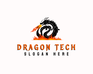 Mythical Fire Dragon logo design