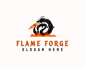 Mythical Fire Dragon logo design