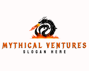 Mythical Fire Dragon logo design