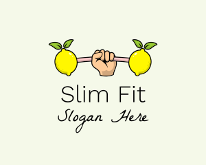 Fitness Lemon Dumbbell logo design