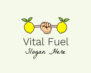 Fitness Lemon Dumbbell logo design