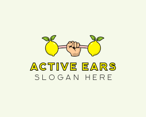 Fitness Lemon Dumbbell logo design