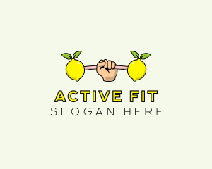 Fitness Lemon Dumbbell logo design