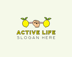 Fitness Lemon Dumbbell logo design