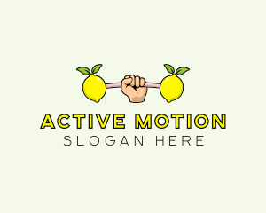 Fitness Lemon Dumbbell logo design