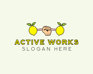 Gym Lemon Dumbbell logo design